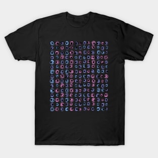 Purple Blue Eyes Modern Decorative Abstract Mosaic Dots Pattern Night T-Shirt